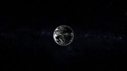 Dark High Contrast Planet Earth Rendered animation background.	
