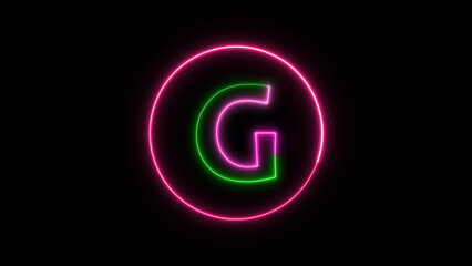 Glowing neon font. pink color glowing neon letter.	