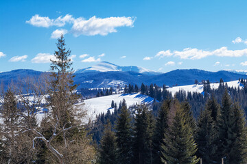  Winter scene in Carpathian Mountains, Ukraine.