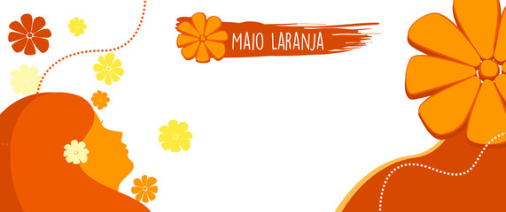 Fototapeta na wymiar template banner Maio laranja campaign against violence research of children 18 may day