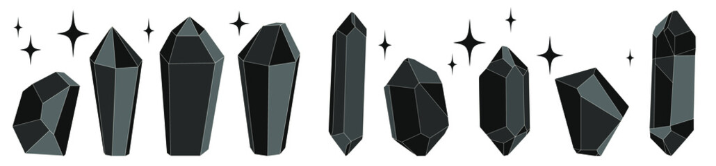 Magic crystal stone icon, aesthetic logo, social media boho decoration. Vector illustration	