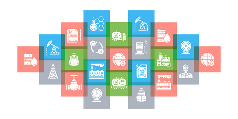 Oil industry flat design illustration concept. Fuel Truck, Engineer, Gasoline, Cargo Ship for web banner and printed materials.