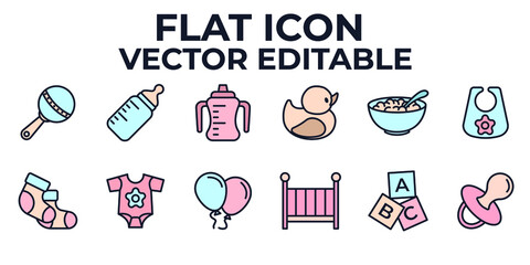 cute baby set icon symbol template for graphic and web design collection logo vector illustration