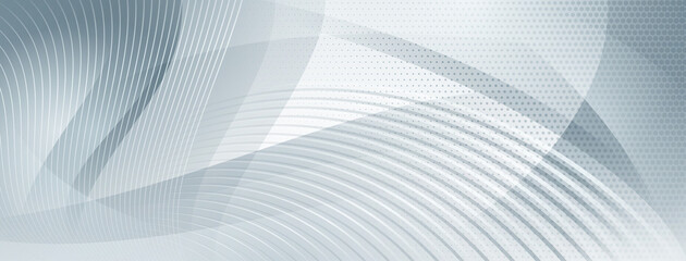 Fototapeta premium Abstract halftone background made of curved lines and small dots in gray colors