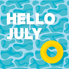 hello july and swimming pool pattern- vector illustration