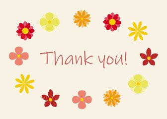beautiful card with inscription Thank you with flowers. vector flat illustration. concept of help, kindness and gratitude. nice message, reply.