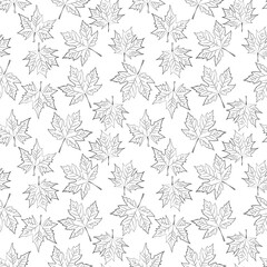 A set of maple leaves seamless pattern, 1000x1000, Vector graphics.