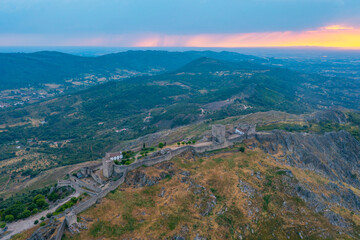 Sunset aerial view of Portuguese town Marvao