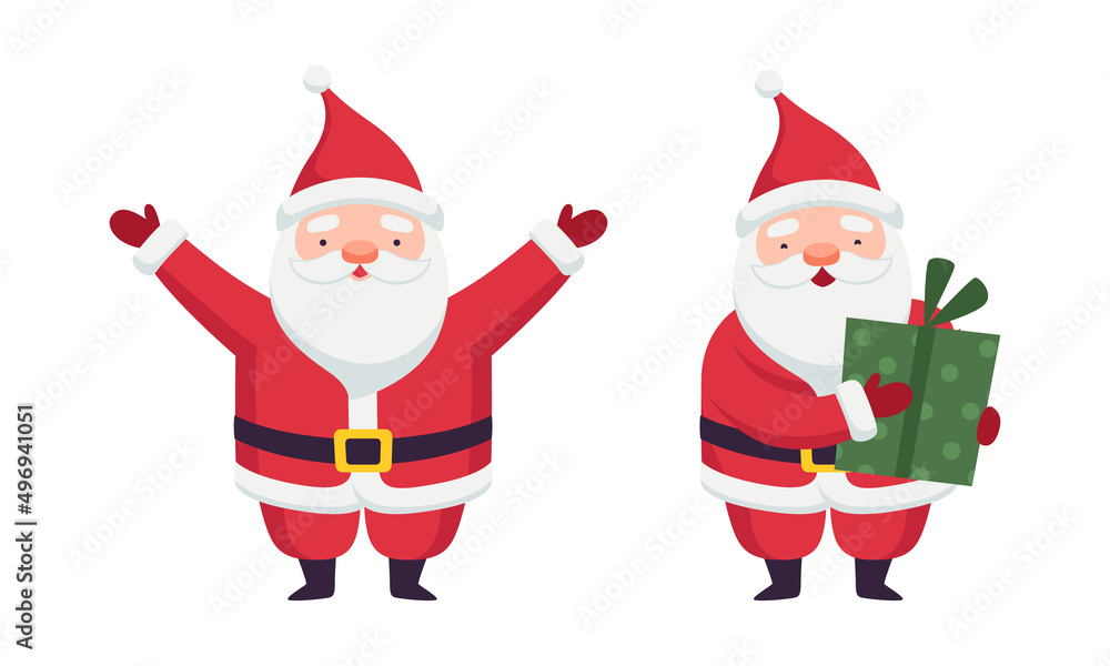 Canvas Prints funny santa claus set. cute christmas characters cartoon vector illustration