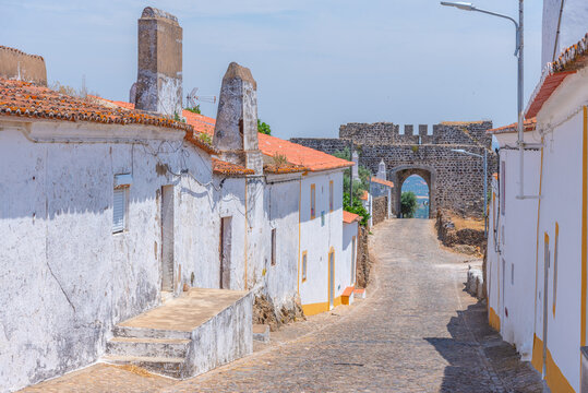 Narrow street in the old town in Portuguese village Evoramonte