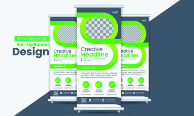 Corporate rollup banner for store sign, business, office or product ad . Modern and minimal clean design with unique layout 