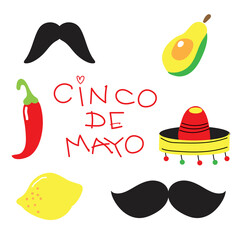 Vector set of Cinco de mayo holiday elements