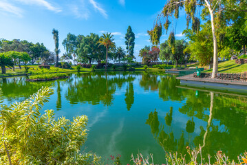 Pond at Santa Catarina park in Portuguese town Funchal