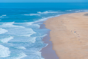 Aerial view of North beach at Nazare, Portugal