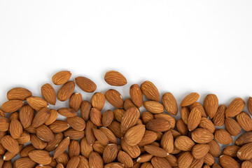 peeled almond nuts isolated on white background