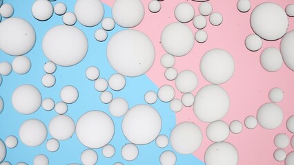 Light grey different sized cream drops floating against multicolored background | Background for body care product commercial shot