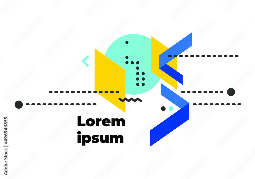 Fototapete geometric abstract graphic background, dynamic geometric shapes compositions, flat and clean style, 