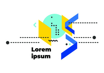 Geometric abstract graphic background, Dynamic geometric shapes compositions, Flat and clean style, Applicable for any graphic works.