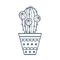 Hand drawn cactus in flowerpot illustration