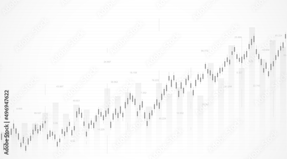Poster financial chart background with uptrend line graph. business candle stick graph chart of stock marke