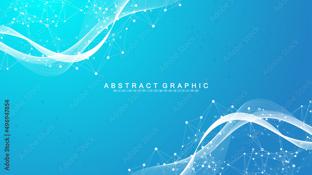 Aufkleber Global network connection concept. Social network communication in the global business. Big data visualization. Internet technology. Vector illustration.