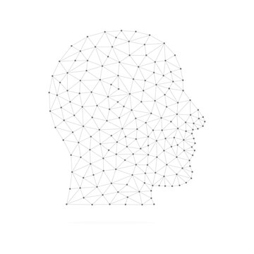 recommend clip art: Low polygonal head symbol. Human profile head sign with connection triangular shapes. Vector isolated on white background.