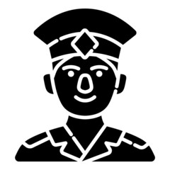 Officer Face Avatar Flat Icon Isolated On White Background