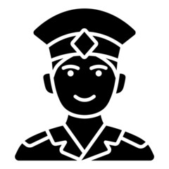 Officer Face Avatar Flat Icon Isolated On White Background