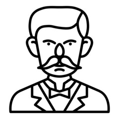 Man Face User Avatar  Flat Icon Isolated On White Background