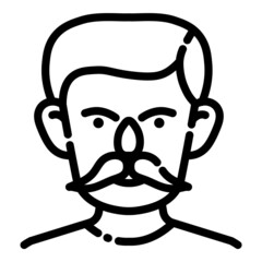 Man With Mustache Face Avatar Flat Icon Isolated On White Background