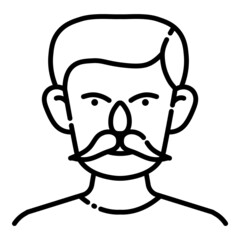 Man Face User Avatar  Flat Icon Isolated On White Background