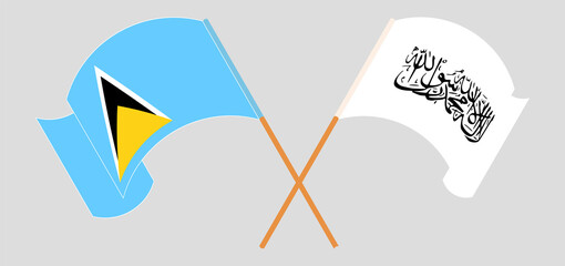 Fototapeta na wymiar Crossed flags of Saint Lucia and Taliban. Official colors. Correct proportion