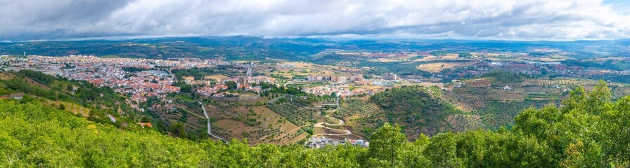 Aerial view of landscape of Portuguese town Braganca