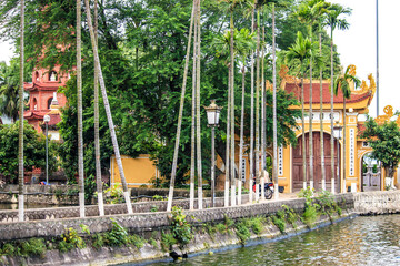 Beautiful, Yellow Gate on a Bridge at the Hoan Kiem Lake in Hanoi, Vietnam