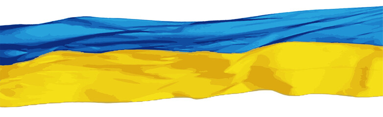Flag of Ukraine on the blue sky.