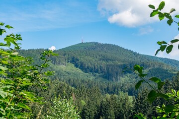 Fototapeta na wymiar Lysa Hora, the highest peak of the Beskid Mountains in Czechia