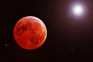 Blood red moon. Elements of this image furnished by NASA