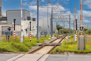 Electric Railroad in Industrial area Netherlands