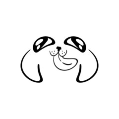 Cute doggy face. Funny puppy face with big eyes. Hand drawn  vector illustration.
