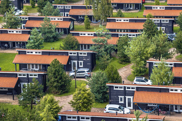 Holiday Bungalow park with wooden chalets in the Netherlands