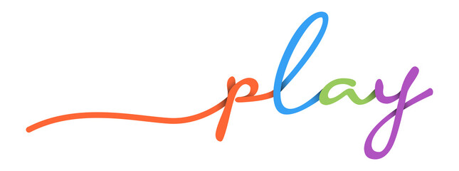 Play Handwriting Colorful Lettering Calligraphy Banner. Greeting Card Vector Illustration.