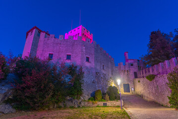 Sunset view of the second tower of San Marino: the Cesta or Fratta