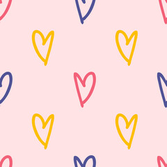 Vintage heart doodle pattern, great design for any purposes. Holiday background in trendy vector style. Sketch style vector illustration for decor and design.