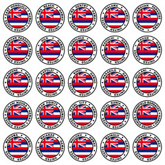 Round Hawaii City Flag Clipart Set - obrazy, fototapety, plakaty