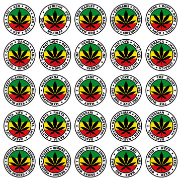 Round Rasta Marijuana Flag Clipart Set (1 of 2)