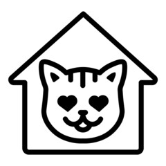 Cat At Home Flat Icon Isolated On White Background