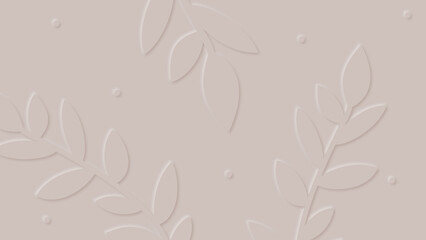 Modern neutral spring background with paper floral design elements.