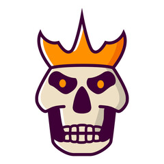 Dead head coronation horror.Dead king skull and crown.Mascot logo.Isolated on white background. Vector flat illustration.