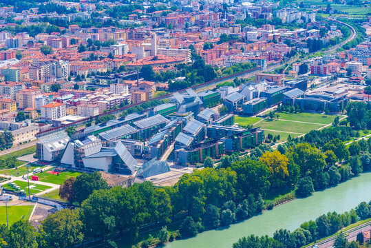 Aerial view of MUSE - Museo delle Scienze di Trento in Italy