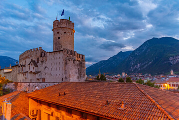 Sunset view of Castello del Buonconsiglio in Trento, Italy